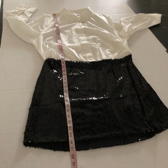 NEW Anthropologie Mare Women sz XL Buttondown 2 in 1 Sequin Mini Shirt Dress - Picture 12 of 16